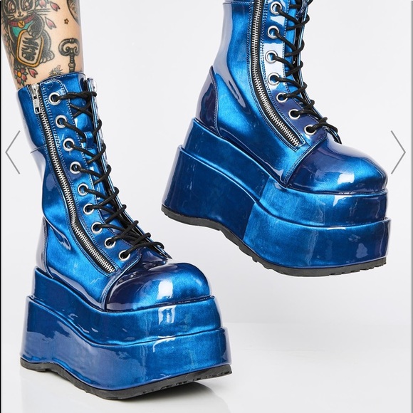 Demonia Shoes - DEMONIA sz 8 vampire blue cosplay platform boots